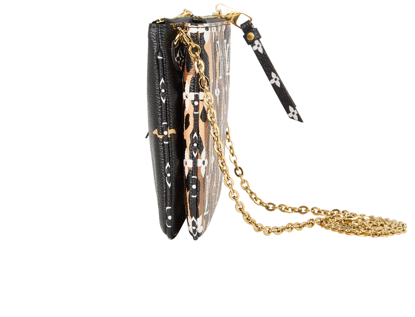 Jungle Double Zip Pochette, &pound;1,200, Handbags, Black, Leather, Bottom view